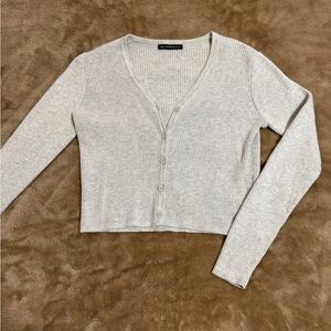 Brandy Melville Heather Gray Ribbed Knit Top